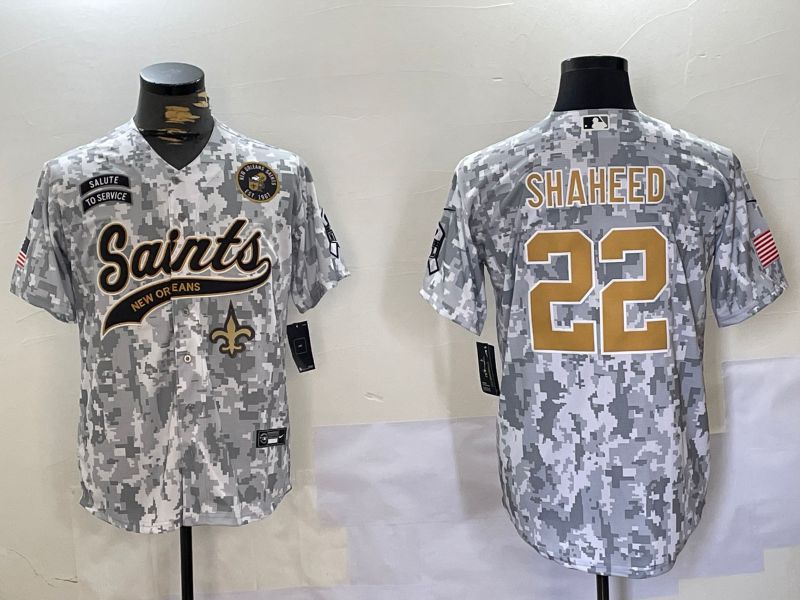 Men New Orleans Saints #22 Shaheed Nike Arctic Camo 2024 Salute to Service Limited NFL Jersey style 2